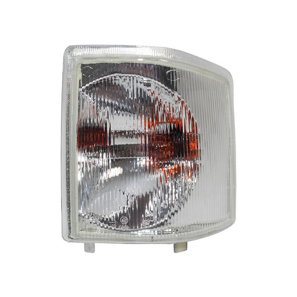 Direct Replacement Clear Indicator Lamp Left Hand for Discovery 1 300TDi, automotive lighting part with clear lens and orange reflector inside.