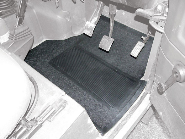 Britpart LT77 Heavy-Duty Front Right Rubber Mat With Foam Backing Black for Defender, vehicle interior, rubber floor mat with foam backing in black, for protection and durability in vehicle footwell, suitable for Land Rover Defender.