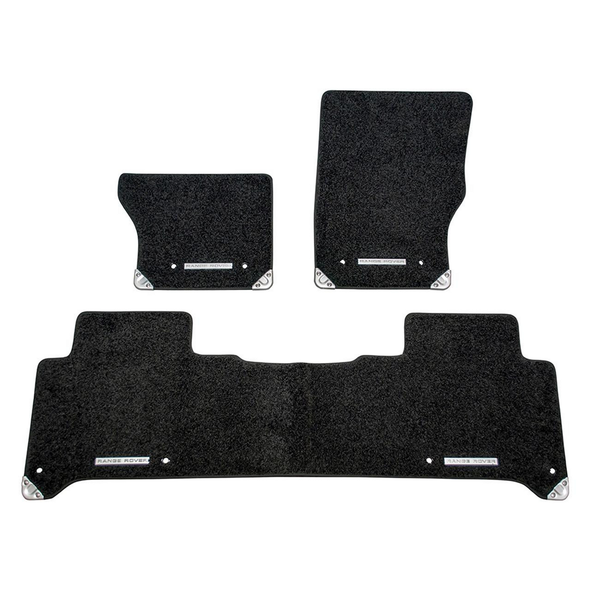 Genuine Land Rover Ebony Carpet Set, black carpet floor mats with Range Rover logo for Range Rover Sport L494.