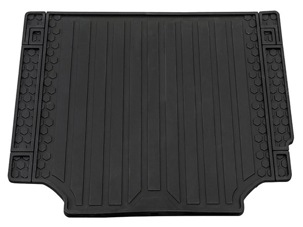 Britpart Loadspace Boot Mat With Bumper Protector for NEW Defender 110, black rubber trunk liner with textured surface and bumper protection edges.