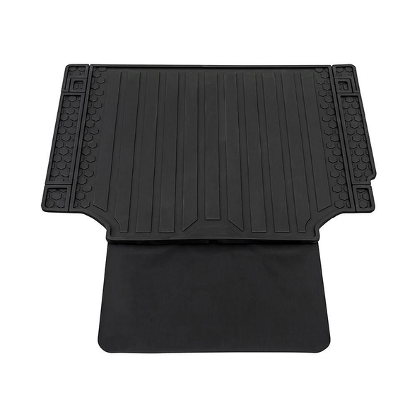 Britpart Loadspace Boot Mat With Bumper Protector for NEW Defender 110, black rubber cargo area mat with bumper protector for vehicle trunk.