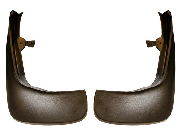 Terrafirma Rear Mud Flaps for Range Rover Sport L320, pair of black mud flaps with mounting brackets.