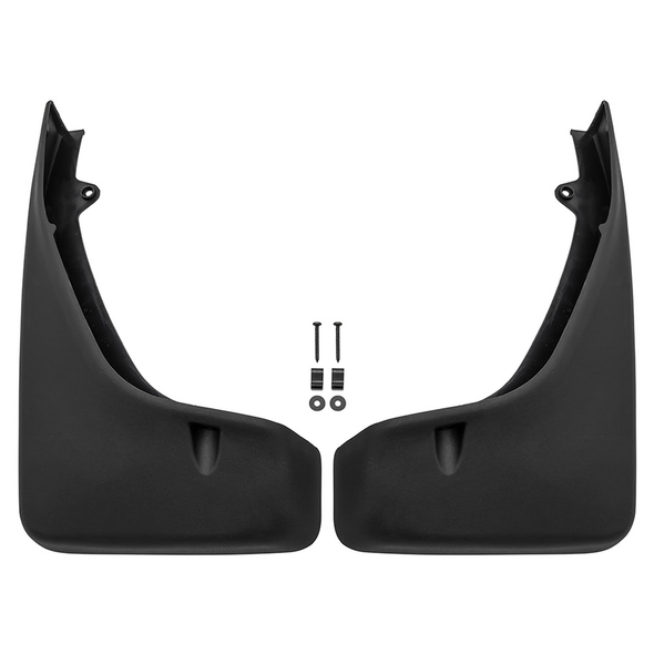 Terrafirma Rear Mudflaps for Freelander 2, pair of black mudflaps with mounting holes for vehicle protection.