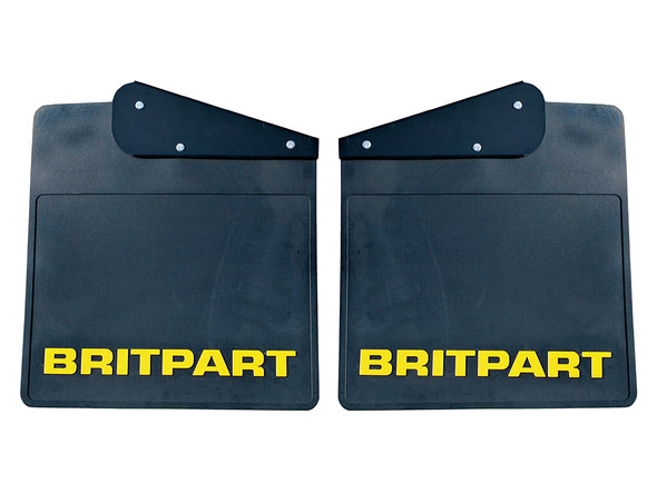 Defender 90 Rear Wide Mudflap Pair with Yellow Logo and No Exhaust Cut Out from JGS4x4