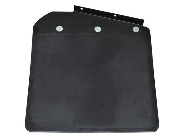 Front Right Mud Flap with Bracket for Defender Puma, black replacement mud flap for vehicle protection.
