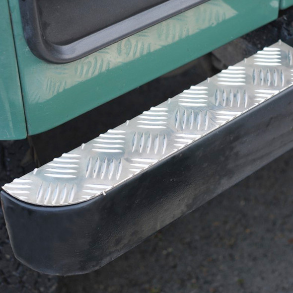 Defender Chequer Plate Bumper Top Protector Pair Natural Aluminium - DA2062