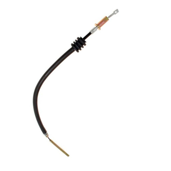 Direct Replacement Handbrake Cable for Discovery 1 300TDi, flexible black brake cable with metal connector and protective rubber boot.