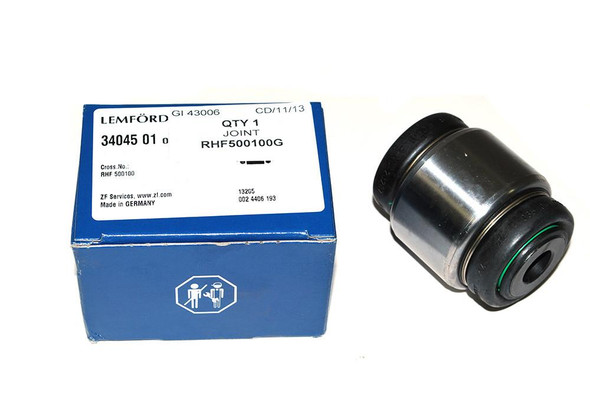 LEMFOERD OEM Lemforder Rear Hub Upper Suspension Arm to Hub Bush for Discovery 3/4 & Range Rover Sport, image of the suspension arm bush alongside its blue packaging box.