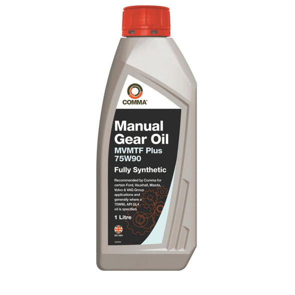 Comma Gearbox Manual Transmission Fluid Gear Oil for Defender Puma, 1 litre bottle of fully synthetic gear oil with a red screw cap.