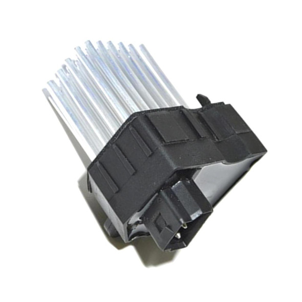 Direct Replacement Heater Blower Motor Resistor (Hedgehog Resistor) for Range Rover L322, black and silver heater blower motor resistor plug with fins for cooling.