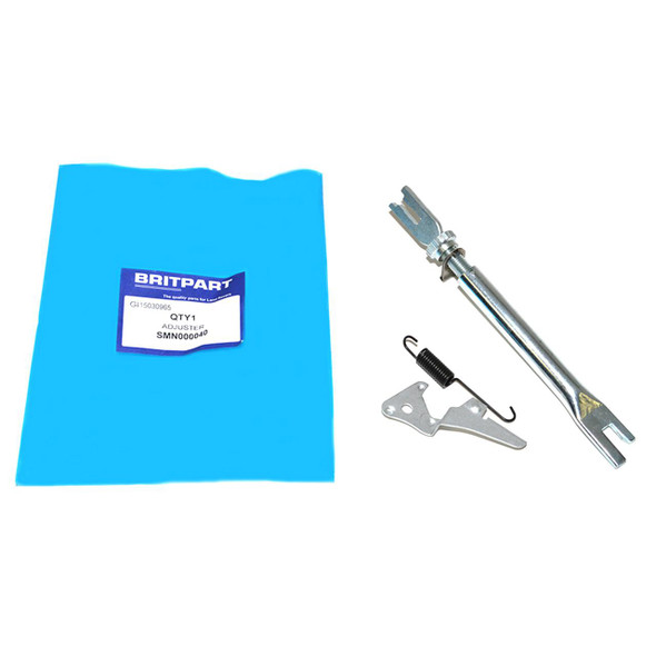 Britpart Rear Left Hand Brake Shoe Adjuster, SMN000050, for Freelander 1, with adjuster and spring components shown on a white background.