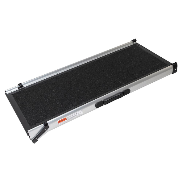 Britpart Dog Ramp Telescopic Lightweight Non Slip for 4x4's Vans Cars, collapsible pet ramp with black non-slip surface and aluminum sides for easy pet access to vehicles.