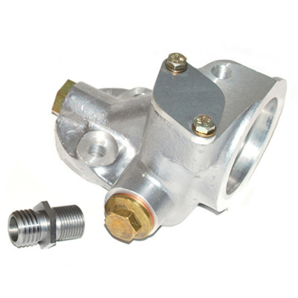 OEM Parts Series 2A & 3 2.25 Petrol & Diesel Oil Filter Adaptor, metal automotive oil filter adaptor with threaded fitting and bolts.