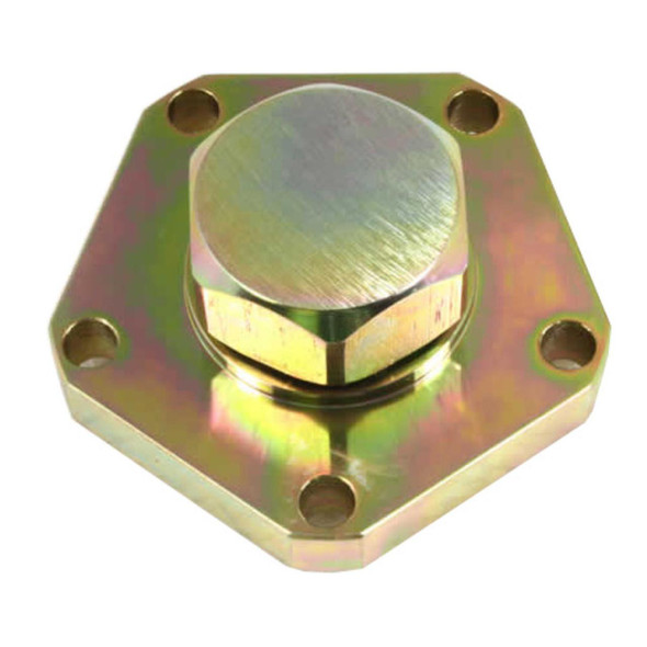 Terrafirma Heavy Duty Drive Flange TERRAFIRMA for Discovery 1, image of a heavy-duty drive flange with a hexagonal mounting plate and central hub, metallic finish.