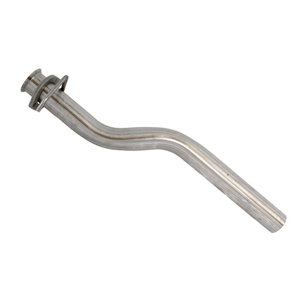 Terrafirma Discovery 1 Centre Exhaust Silencer Replacement Pipe, a metallic automotive exhaust pipe with a curved shape and mounting flange.