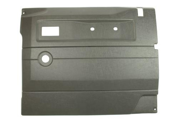 Terrafirma Defender Dark Grey Front Right Hand Door Card for Push Button & Manual Windows, vehicle door panel with cutouts for controls and handle.