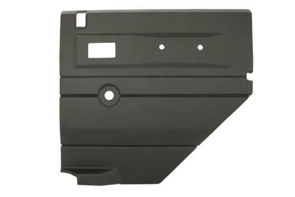 Terrafirma Defender Black Rear Right Hand Door Card for Push Button & Manual Windows, car door interior panel with cutouts for controls.
