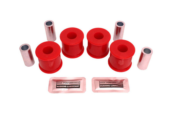 Terrafirma Front Radius Arm Bush Kit Axle End (NTC6781), image showing red polyurethane bushes, metal sleeves, and lubricant sachets for vehicle suspension upgrade.