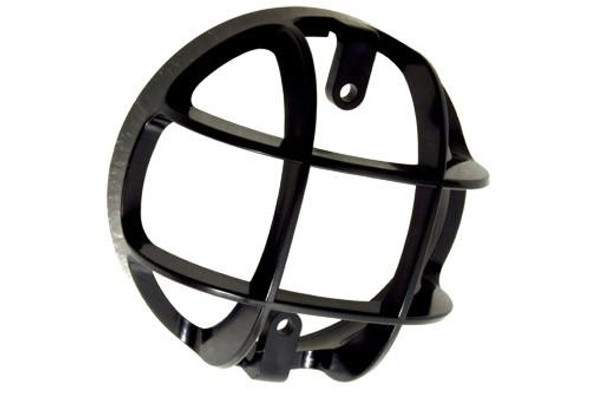 Terrafirma Defender Light Guard For Defender 95mm Lights, black protective grille for vehicle lights with a circular and crossbar design.