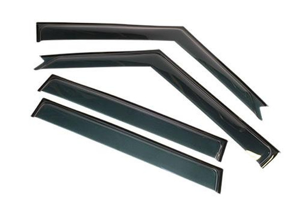 Terrafirma Discovery 2 Wind Deflectors, set of four black tinted window deflectors shown from different angles.