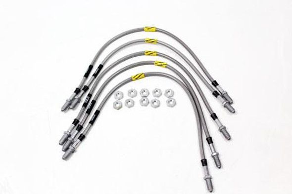 GOODRIDGE Terrafirma TF646GD 5-Line 2" Extended Stainless Steel Brake Hose Kit for Discovery 1, stainless steel brake hoses with fittings and nuts for vehicle brake system.