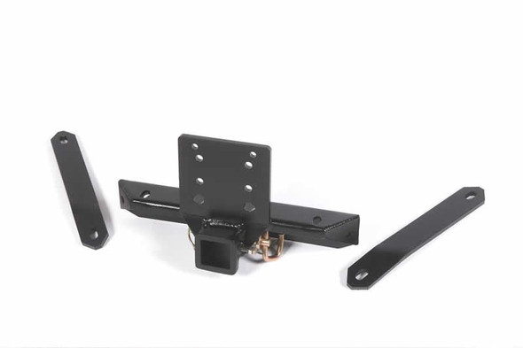Terrafirma 2" Receiver Hitch Towbar for Defender 90, black metal towbar with mounting plates and hitch receiver