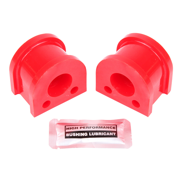 Terrafirma Polyurethane Front Anti-Roll Bar Stabiliser Bushes for Defender, Discovery 1, and Range Rover Classic, red polyurethane bushings with high performance bushing lubricant.