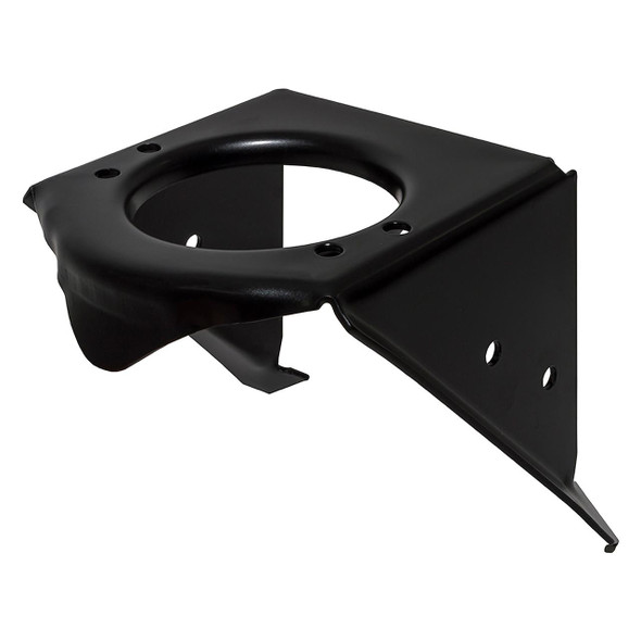 Britpart Rear Spring Mount Bracket for Discovery 2, black metal automotive suspension component with circular opening and mounting holes.