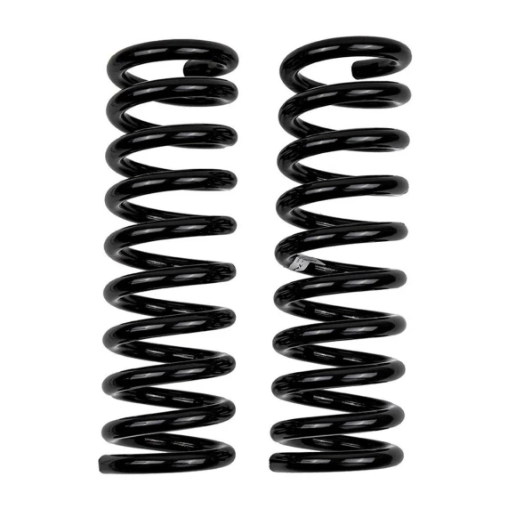 Old Man Emu OME Discovery 3 OME Front Coil Springs Plus 50mm Medium Load, black coil springs with packaging box in the background.