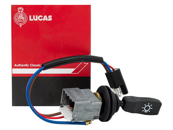 Lucas Master Light Switch - Lucas for Defender, product image showing a vehicle light switch with wiring and packaging.