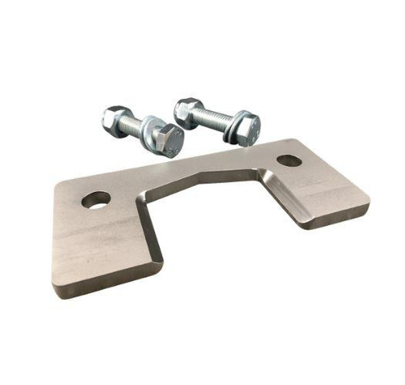 Terrafirma Detachable Swan Neck Tow Bar Security Fixing Plate for Range Rover Sport, metal securing plate with two bolts for tow bar attachment.