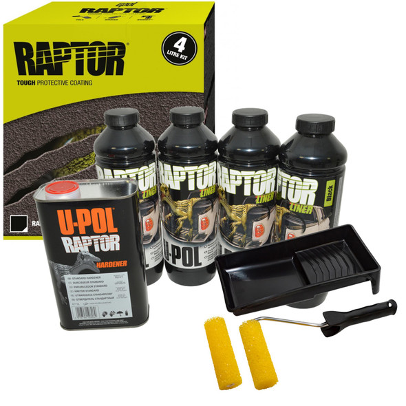 UPOL RAPTOR Liner Paint Ultra Tough Urethane Coating BLACK With Roller Applicator from JGS4x4