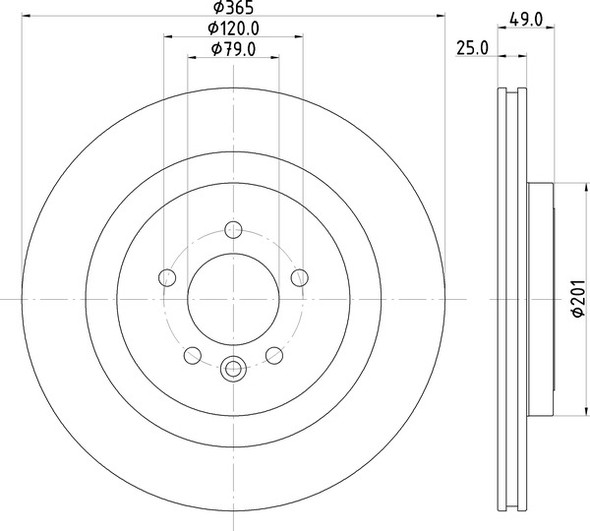 Land Rover Range Rover Sport L494 Rear Vented Brake Discs 365mm - Exact OEM Specification - LR033303G-1