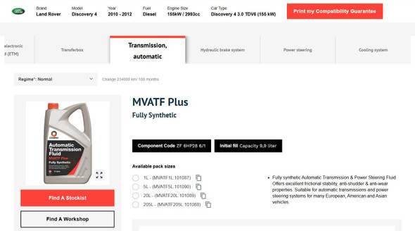Automatic Gearbox Easy Change Filter Kit + Comma MVATF for Discovery 4
