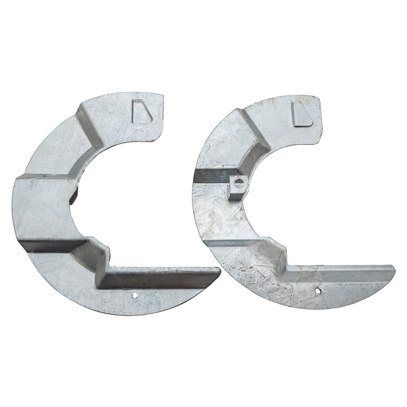 DA1860 galvanised front brake disc mud shield pair for Defender