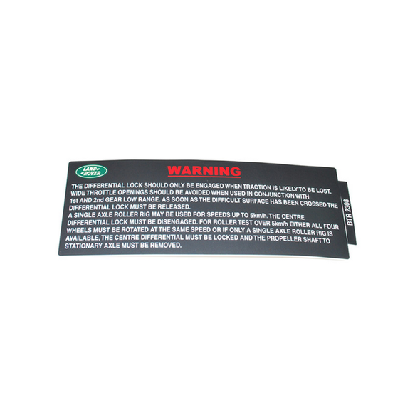 Instruction Plate - BTR2308 | OEM from JGS4x4