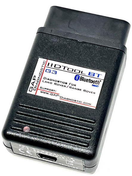 GAP IID Tool Diagnostic Bluetooth Code Reader - G3 IIDTool, handheld device used for diagnosing Land Rover and Range Rover vehicles with Bluetooth connectivity.