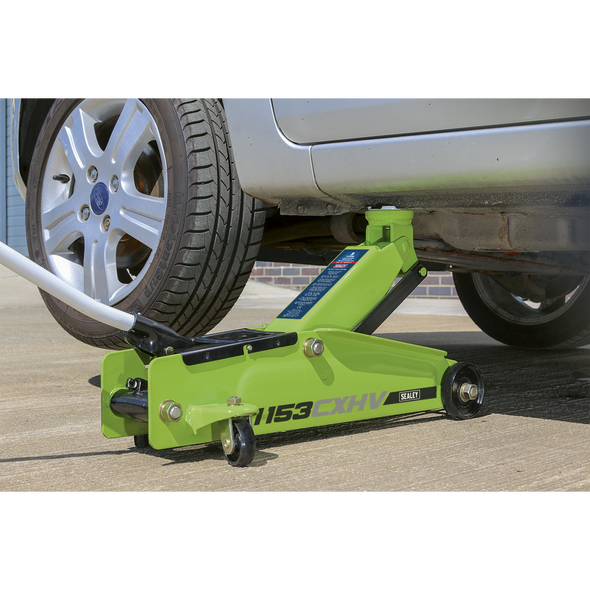 Heavy-Duty Long Reach Trolley Jack 3 Tonne - Green