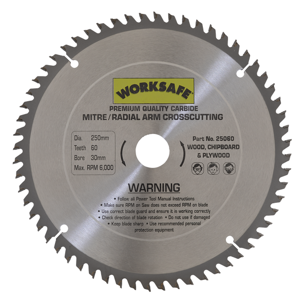 Worksafe® TCT Saw Blade 250 x 30mm 60tpu