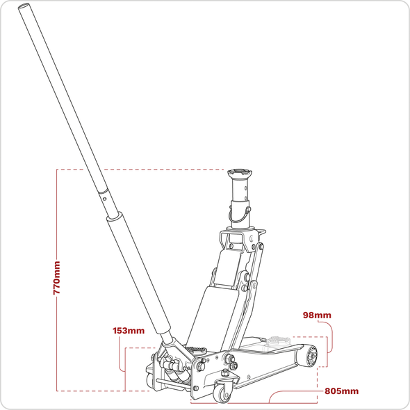 Low Profile High Lift Trolley Jack with Rocket Lift 2/3 Tonne