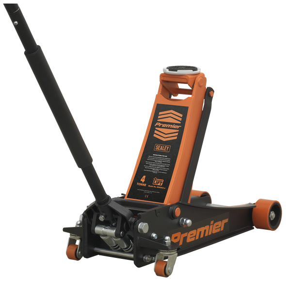 Premier Low Profile Trolley Jack with Rocket Lift 4 Tonne - Orange
