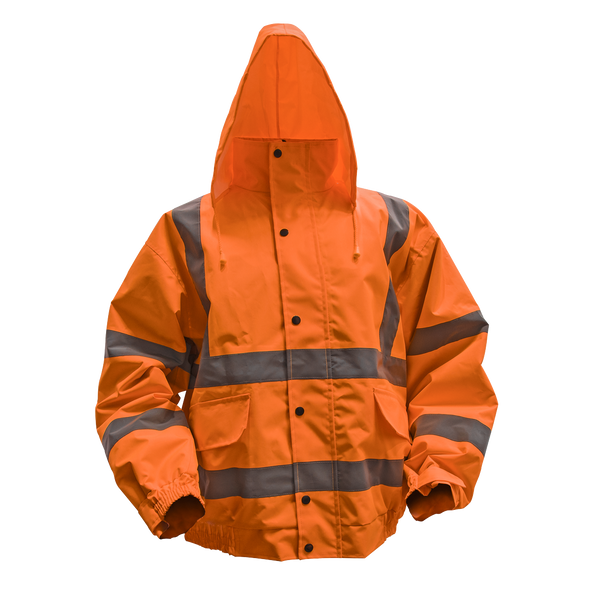 Worksafe® Hi-Vis Orange Jacket with Quilted Lining, Elasticated Waist & Cuffs - X-Large