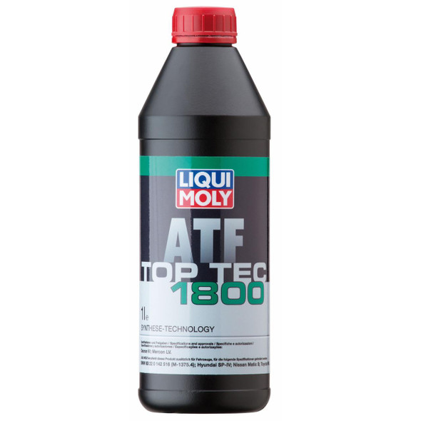 Liqui Moly Top Tec ATF 1800 ZF6HP Transmission Oil Fluid 1 Litre LIQUI MOLY, image of black plastic bottle with red cap and label showcasing product details.