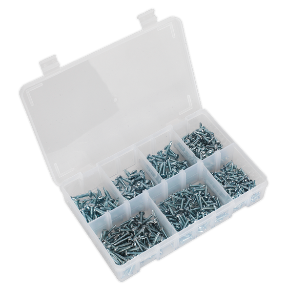 Zinc Plated Self-Drilling Pan Head Phillips Screw Assortment 500pc