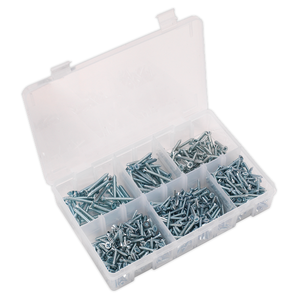 Zinc Plated Self-Tapping Countersunk Pozi Screw Assortment 510pc - DIN 7982