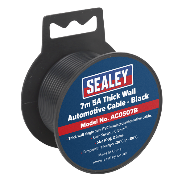 5A Thick Wall Automotive Cable 7m - Black