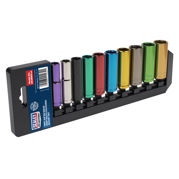 Premier Deep Multi-Coloured Socket Set 3/8"Sq Drive 10pc