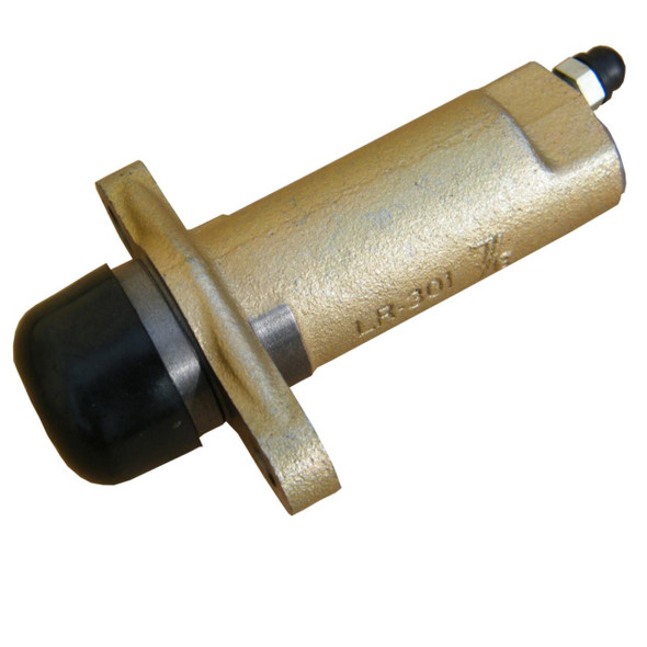 Direct Replacement Clutch Slave Cylinder, designed for all 4-cylinder models of Series 3 & Defender, showing a gold-colored metal body with black rubber component.
