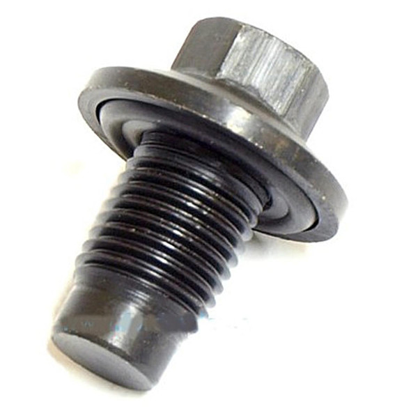 Direct Replacement Engine Oil Sump Drain Plug for Range Rover L322 & Sport, close-up view of the metal drain plug with threading and hexagonal head for oil pan replacement.