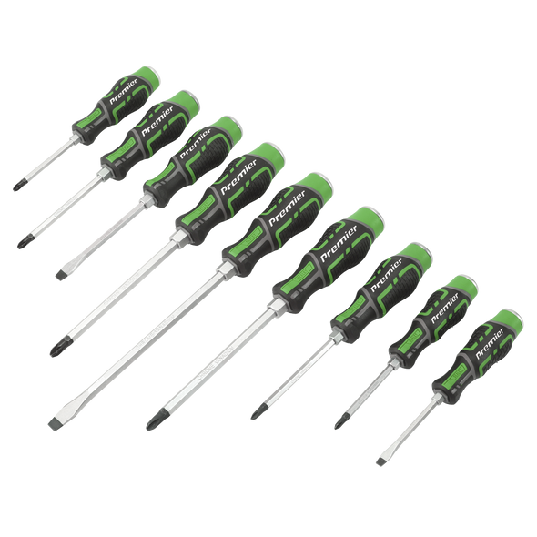 Premier Hammer-Thru Screwdriver Set 9pc - Hi-Vis Green